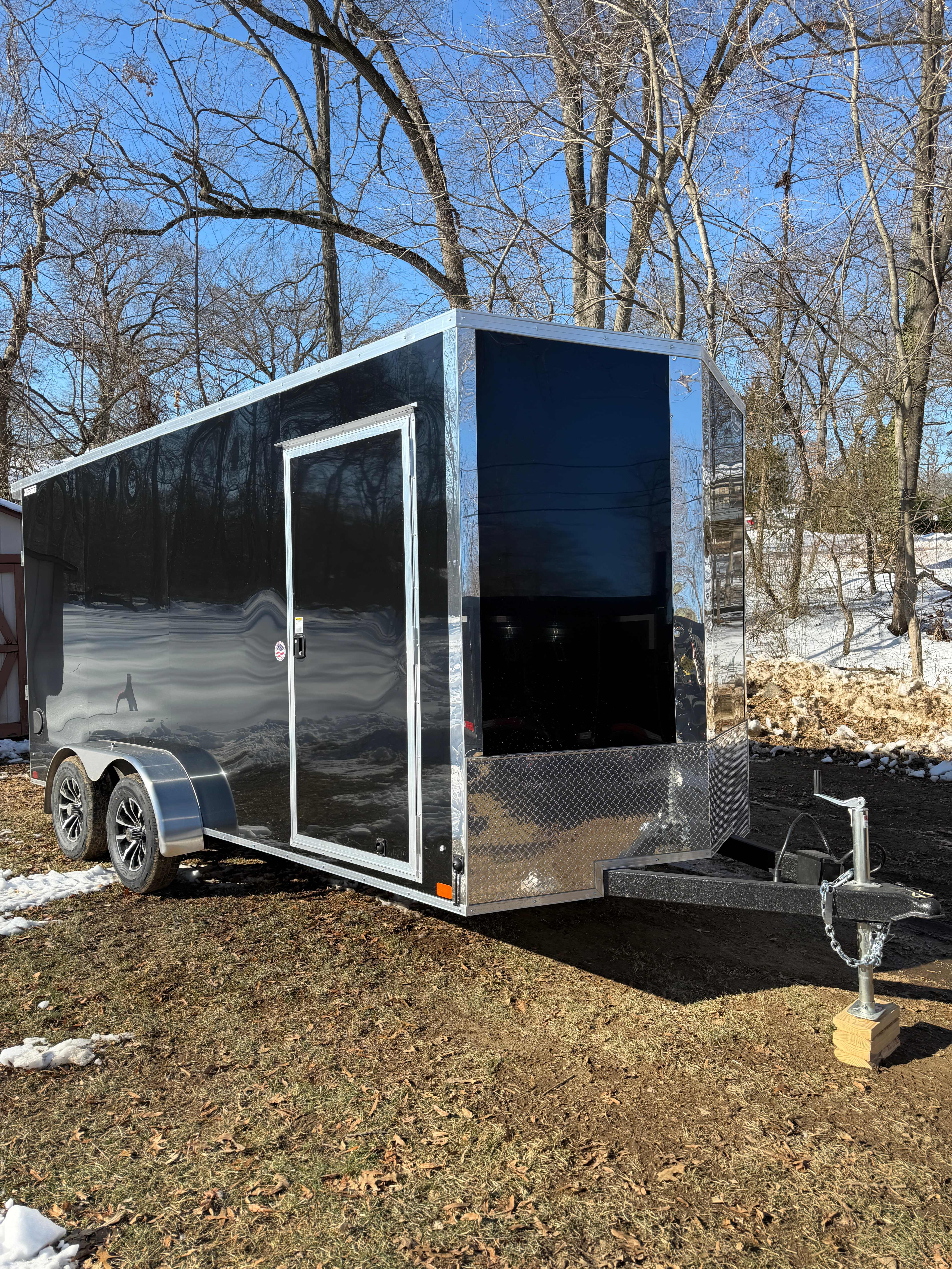 Enclosed cargo trailer rental 7x16 feet for secure cargo storage in Burlington NJ